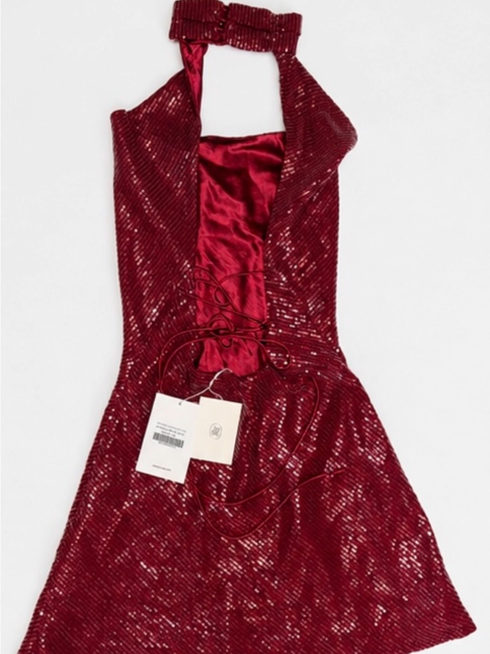 Peppermayo Shimmer Halter Mini Dress in Dusty Rose - Picture 6 of 7